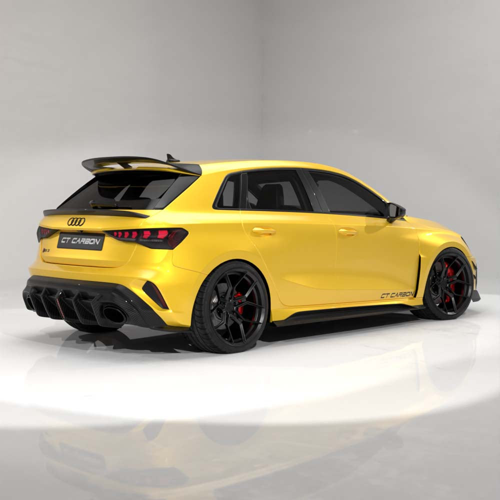 Audi RS3 8Y 2025+ Facelift Sportback Carbon Fibre Diffuser With Led Light - V2 - CT Design - view 7