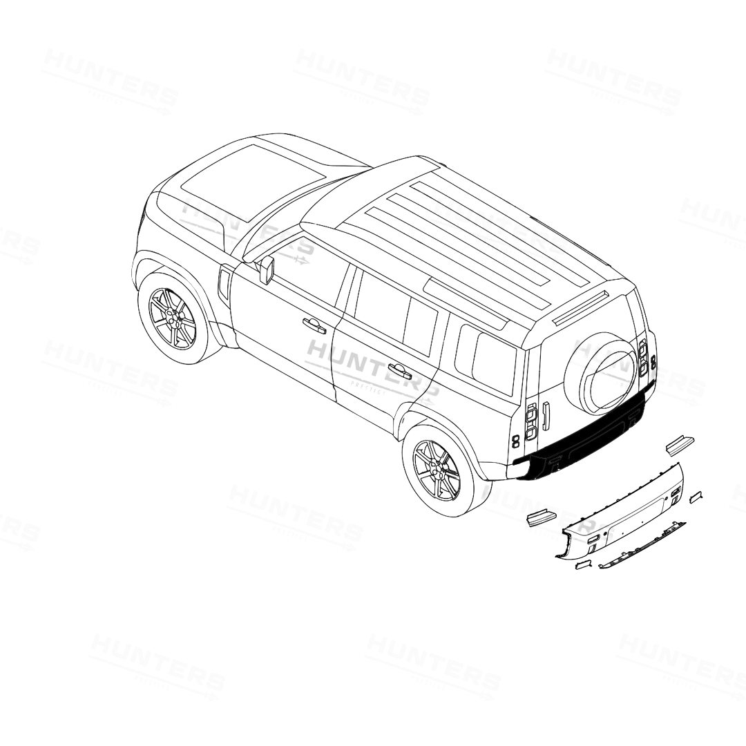 Defender L663 Front & Rear Gloss Black Bumper Pack - view 6