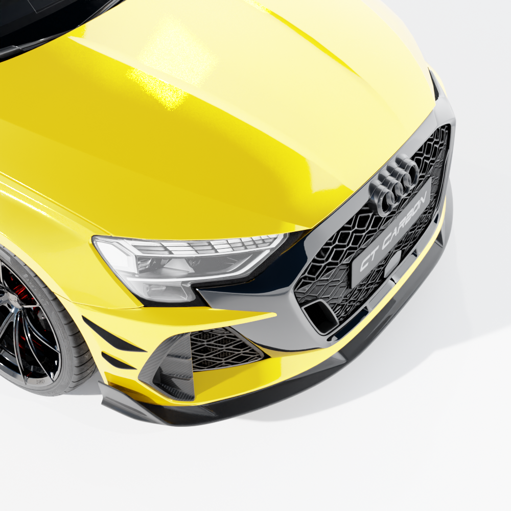 Audi RS3 8Y 2025+ Carbon Fibre Front Bumper Canards - CT Design - view 3