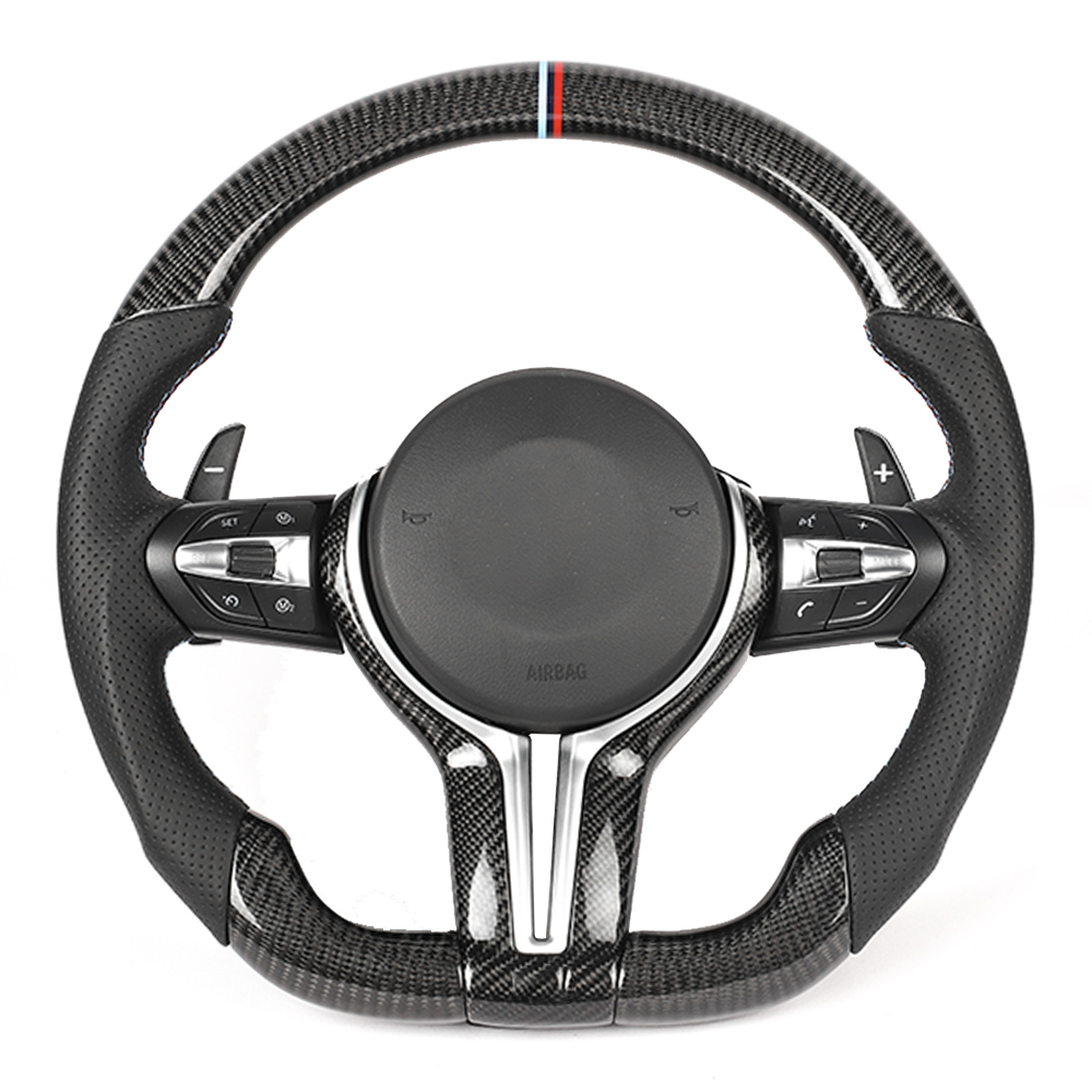 BMW Fxx Carbon Fibre / Leather Flat Bottom Custom Steering Wheel