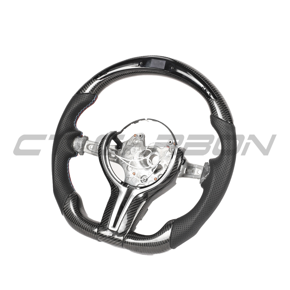 BMW Fxx Carbon Fibre / Leather / Led Flat Bottom Custom Steering Wheel - view 11