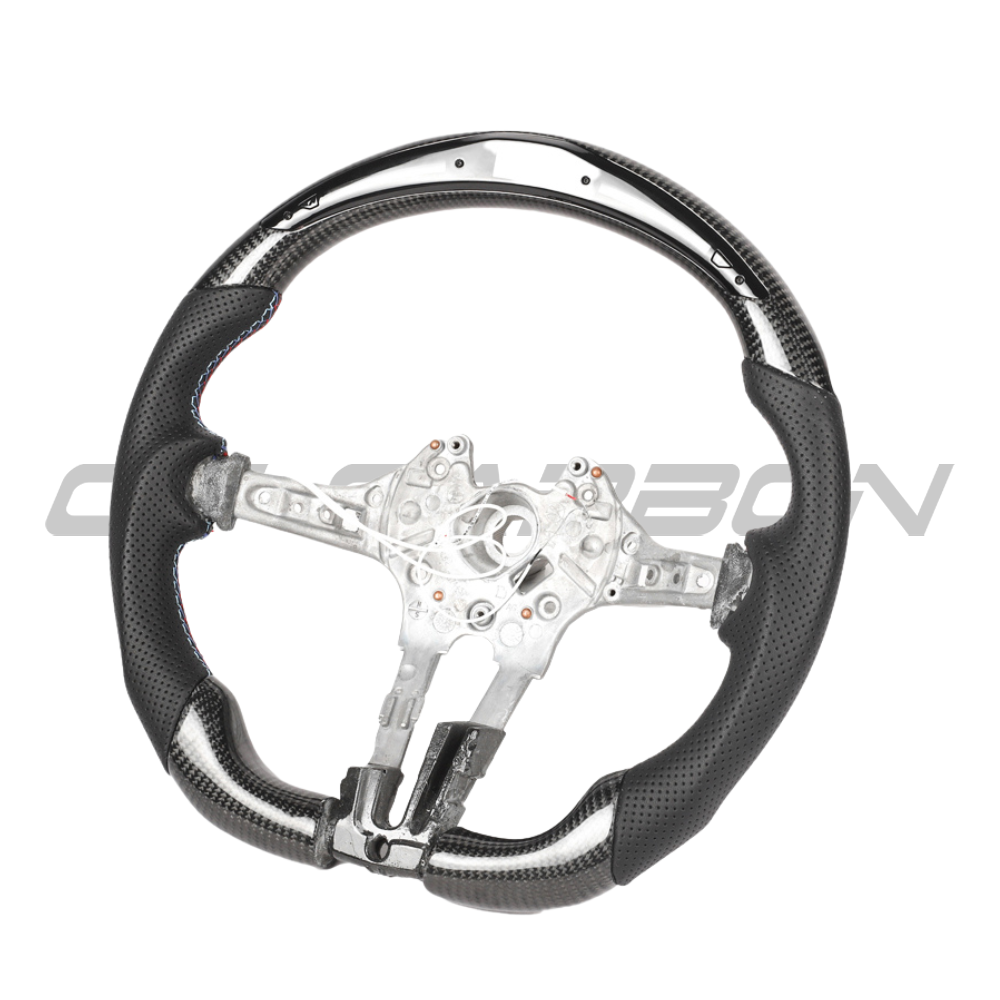BMW Fxx Carbon Fibre / Leather / Led Flat Bottom Custom Steering Wheel - view 7