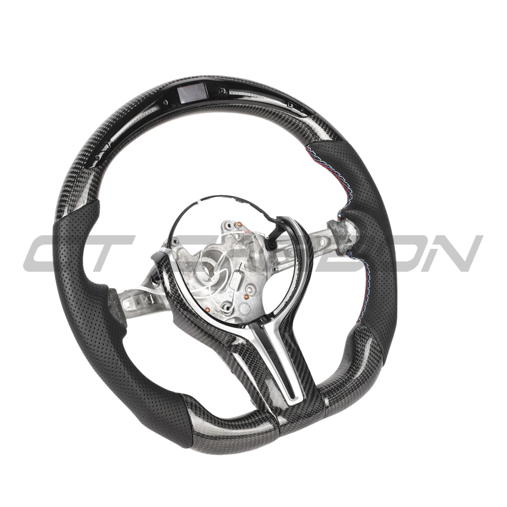 BMW Fxx Carbon Fibre / Leather / Led Flat Bottom Custom Steering Wheel - view 9