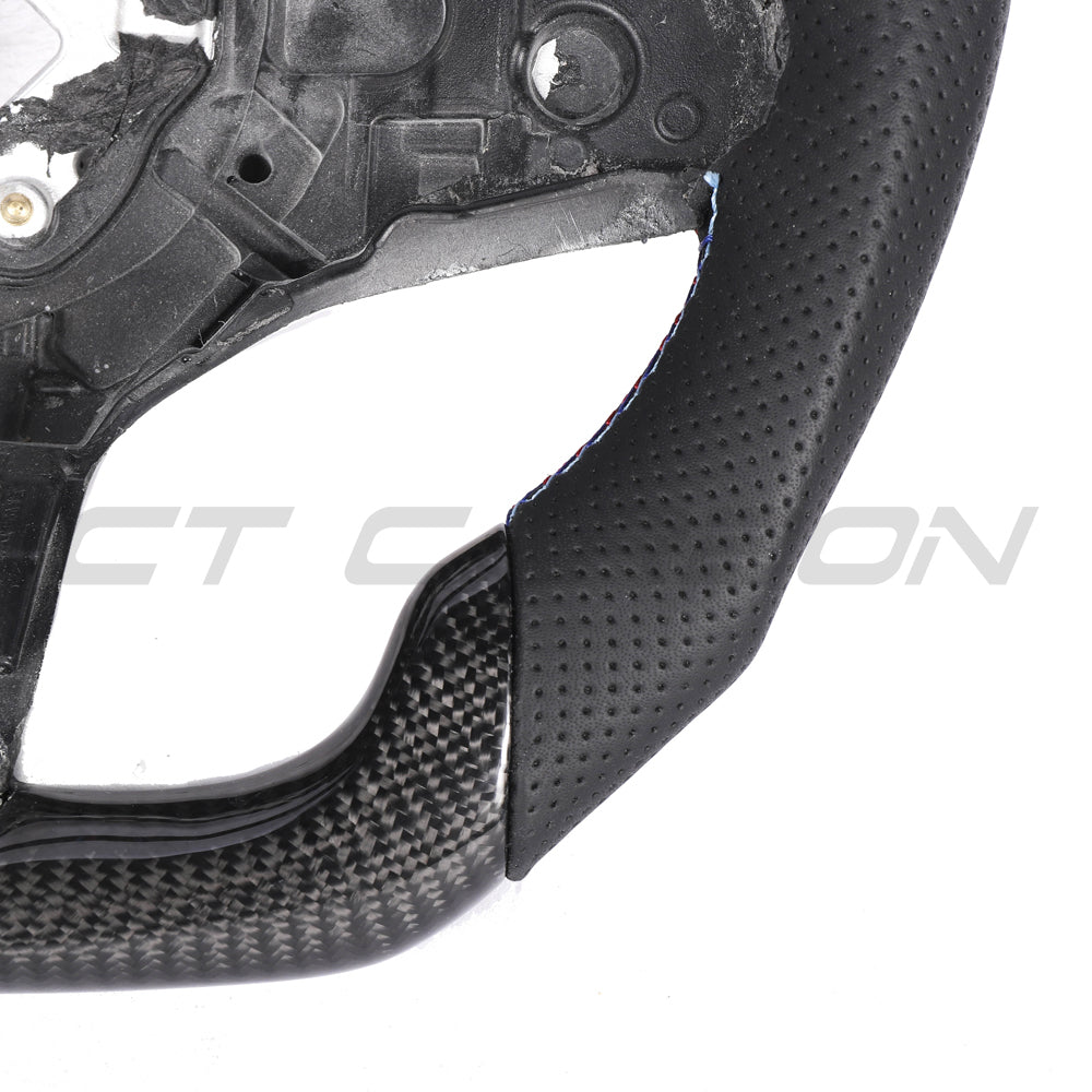 BMW Gxx Carbon Fibre / Leather / Led Flat Bottom Custom Steering Wheel - view 6