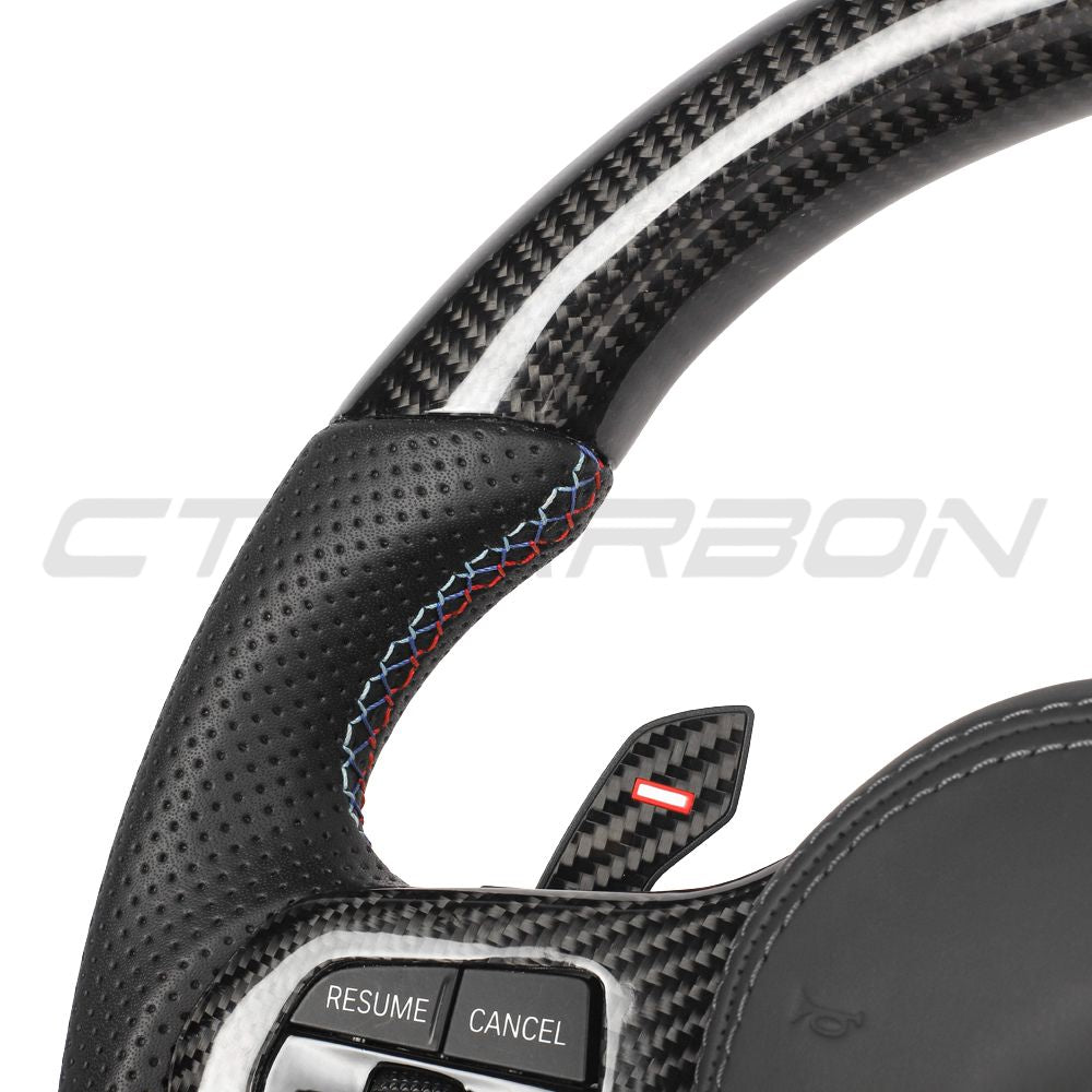 BMW Gxx Carbon Fibre / Leather / Flat Bottom Custom Steering Wheel - view 4
