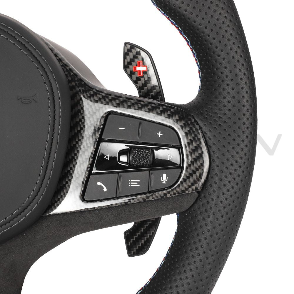 BMW Gxx Carbon Fibre / Leather / Flat Bottom Custom Steering Wheel - view 5