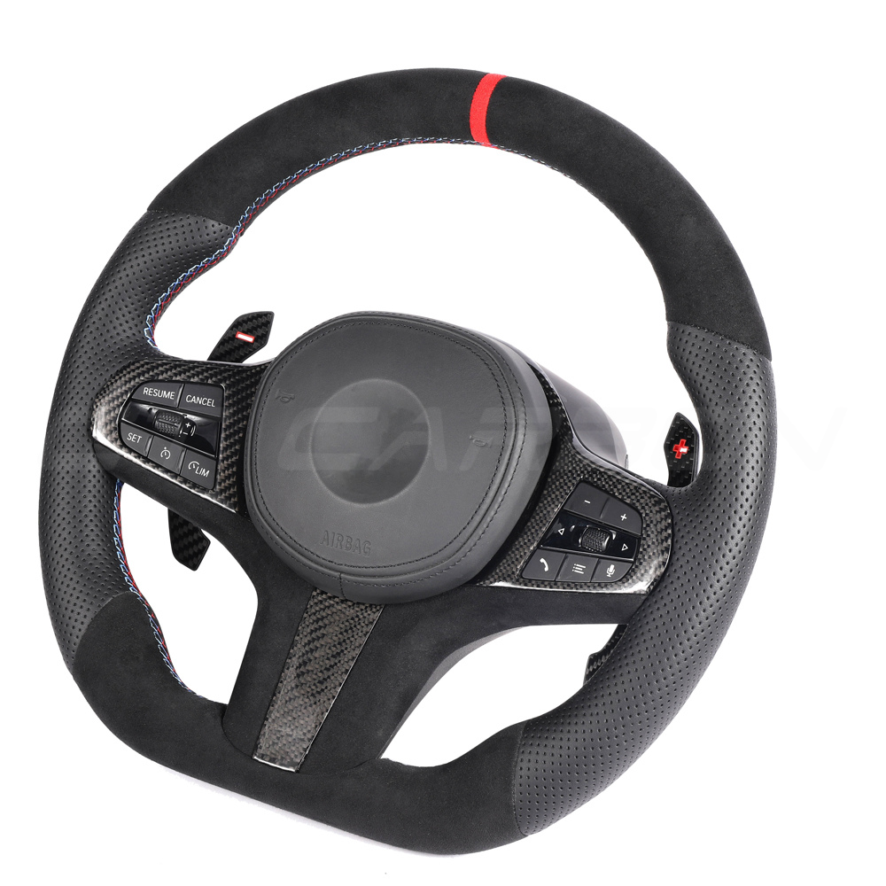 BMW G8X Leather / Alcantara Flat Bottom Custom Steering Wheel - view 2