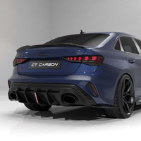 Audi RS3 8Y 2025+ Facelift Saloon Carbon Fibre Diffuser With Led Light - V2 - CT Design