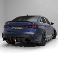 Audi RS3 8Y 2025+ Facelift Saloon Carbon Fibre Diffuser With Led Light - V2 - CT Design - view 5