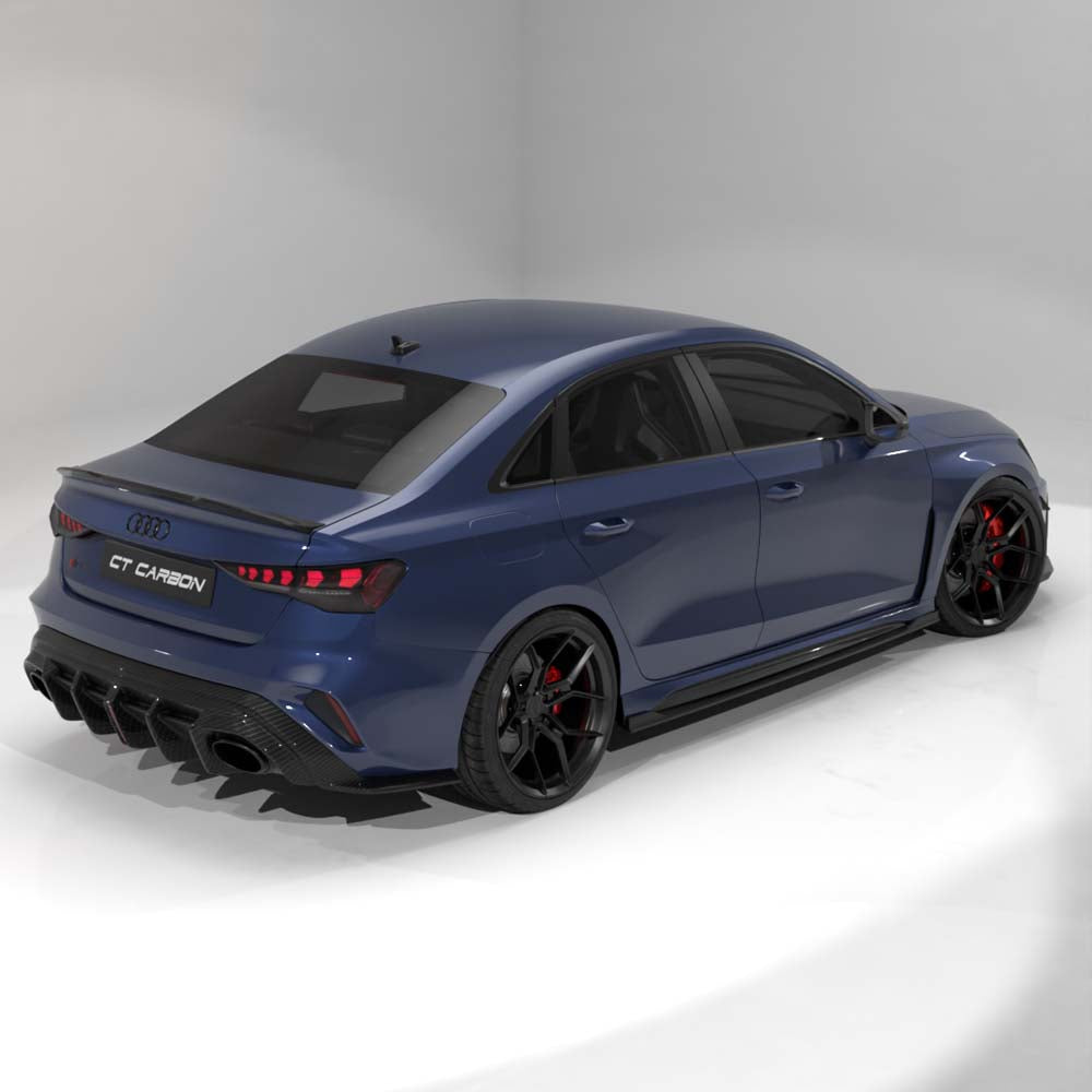 Audi RS3 8Y 2025+ Facelift Saloon Carbon Fibre Diffuser With Led Light - V2 - CT Design - view 6
