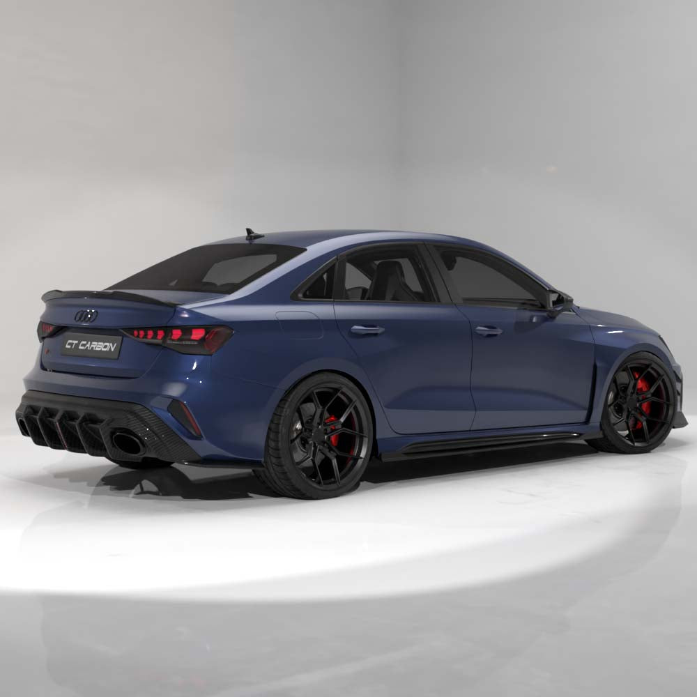Audi RS3 8Y 2025+ Facelift Saloon Carbon Fibre Diffuser With Led Light - V2 - CT Design - view 7
