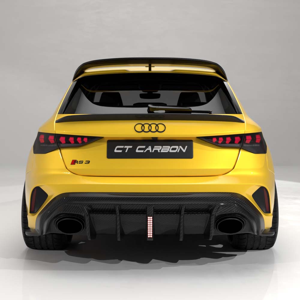 Audi RS3 8Y 2025+ Facelift Sportback Carbon Fibre Diffuser With Led Light - V2 - CT Design - view 3