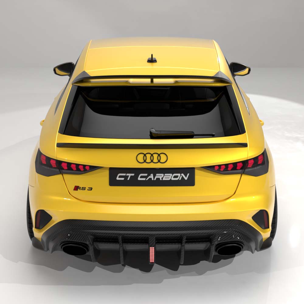 Audi RS3 8Y 2025+ Facelift Sportback Carbon Fibre Diffuser With Led Light - V2 - CT Design - view 5