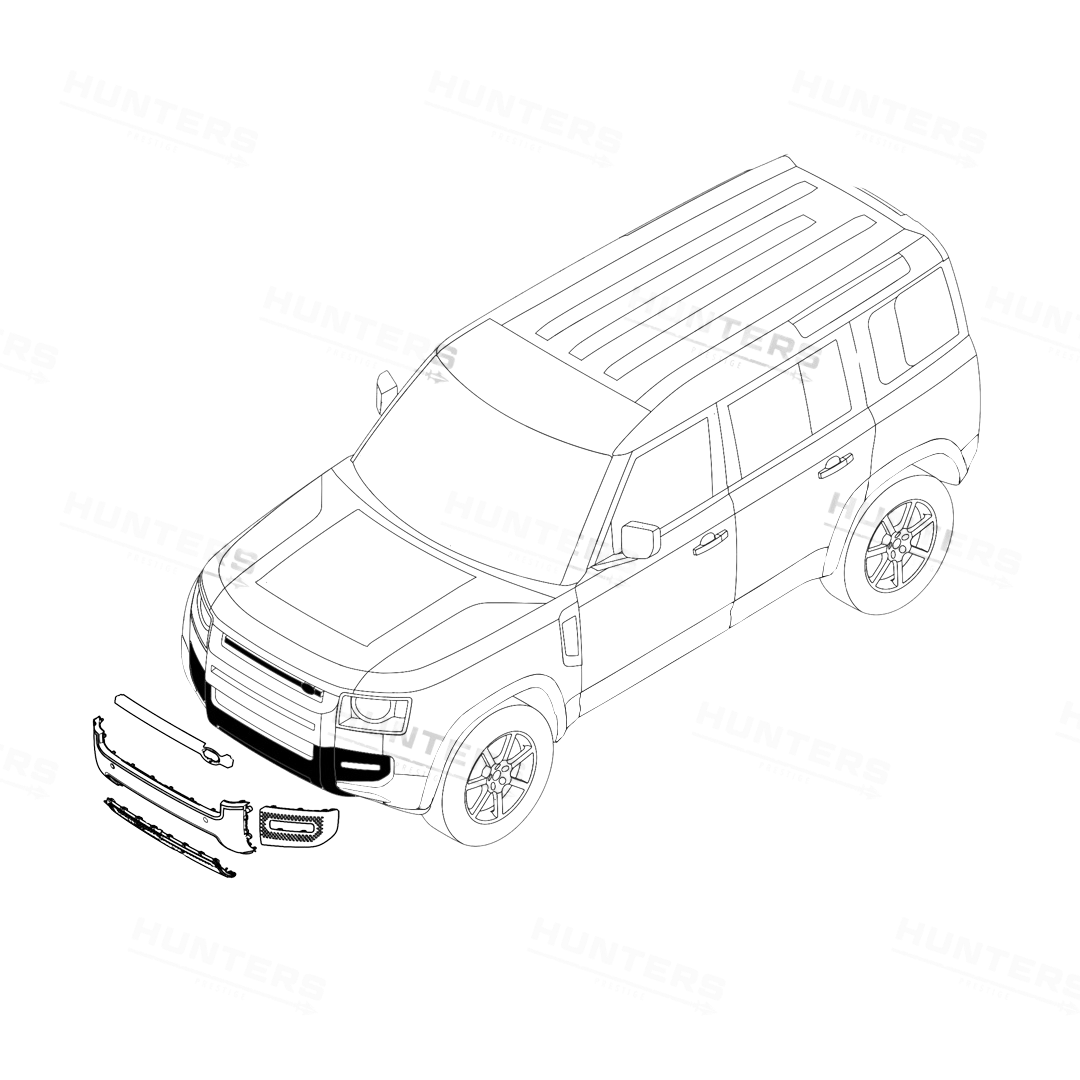 Defender L663 Front & Rear Gloss Black Bumper Pack - view 5