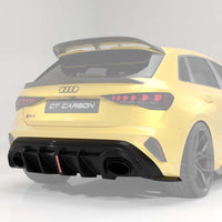 Audi RS3 8Y 2025+ Facelift Sportback Carbon Fibre Diffuser With Led Light - V2 - CT Design - view 2