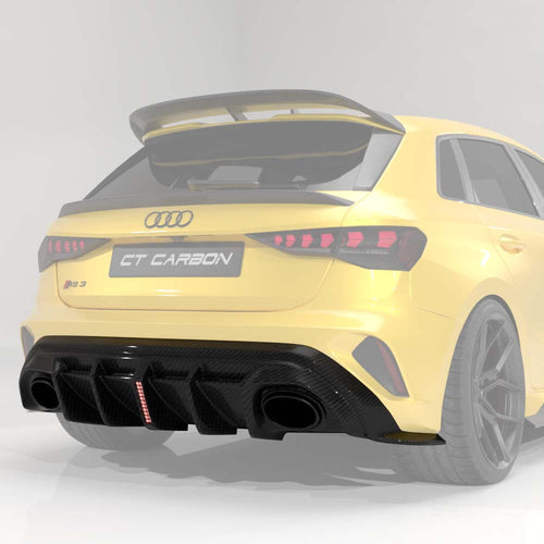 Audi RS3 8Y 2025+ Facelift Sportback Carbon Fibre Diffuser With Led Light - V2 - CT Design - view 2