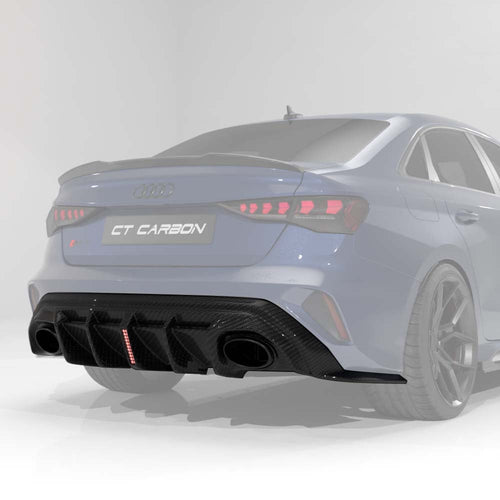 Audi RS3 8Y 2025+ Facelift Saloon Carbon Fibre Diffuser With Led Light - V2 - CT Design - view 2