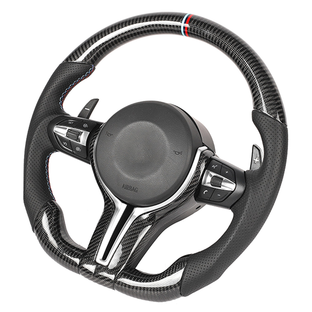 BMW Fxx Carbon Fibre / Leather Flat Bottom Custom Steering Wheel - view 2
