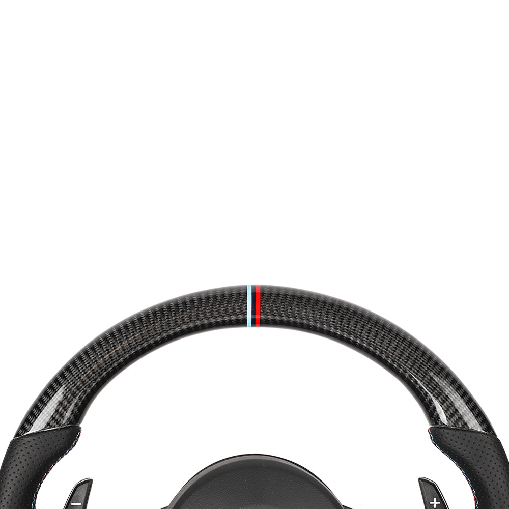 BMW Fxx Carbon Fibre / Leather Flat Bottom Custom Steering Wheel - view 3