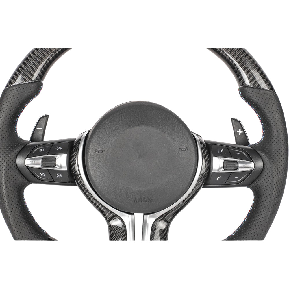 BMW Fxx Carbon Fibre / Leather Flat Bottom Custom Steering Wheel - view 4