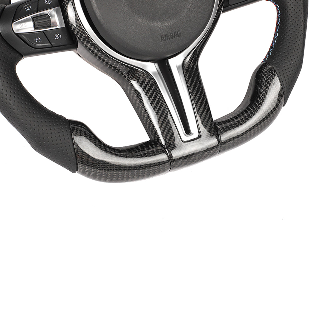 BMW Fxx Carbon Fibre / Leather Flat Bottom Custom Steering Wheel - view 7