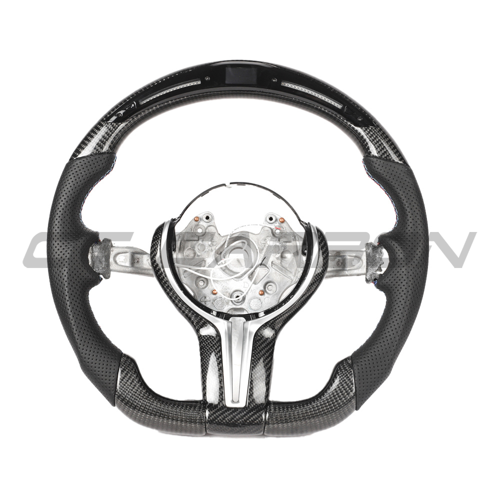 BMW Fxx Carbon Fibre / Leather / Led Flat Bottom Custom Steering Wheel - view 13