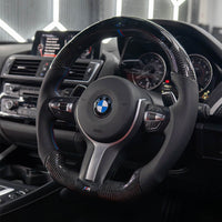 BMW Fxx Carbon Fibre / Leather / Led Flat Bottom Custom Steering Wheel - view 2