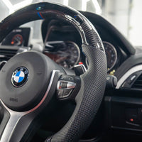 BMW Fxx Carbon Fibre / Leather / Led Flat Bottom Custom Steering Wheel - view 5