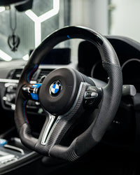 BMW Fxx M Car Matte Carbon Fibre Steering Wheel Trim - view 3