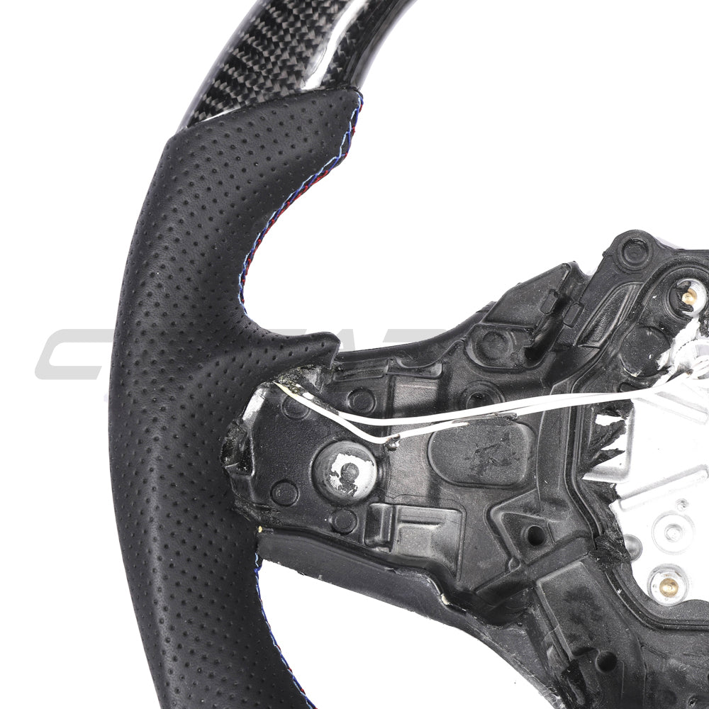 BMW Gxx Carbon Fibre / Leather / Led Flat Bottom Custom Steering Wheel - view 4