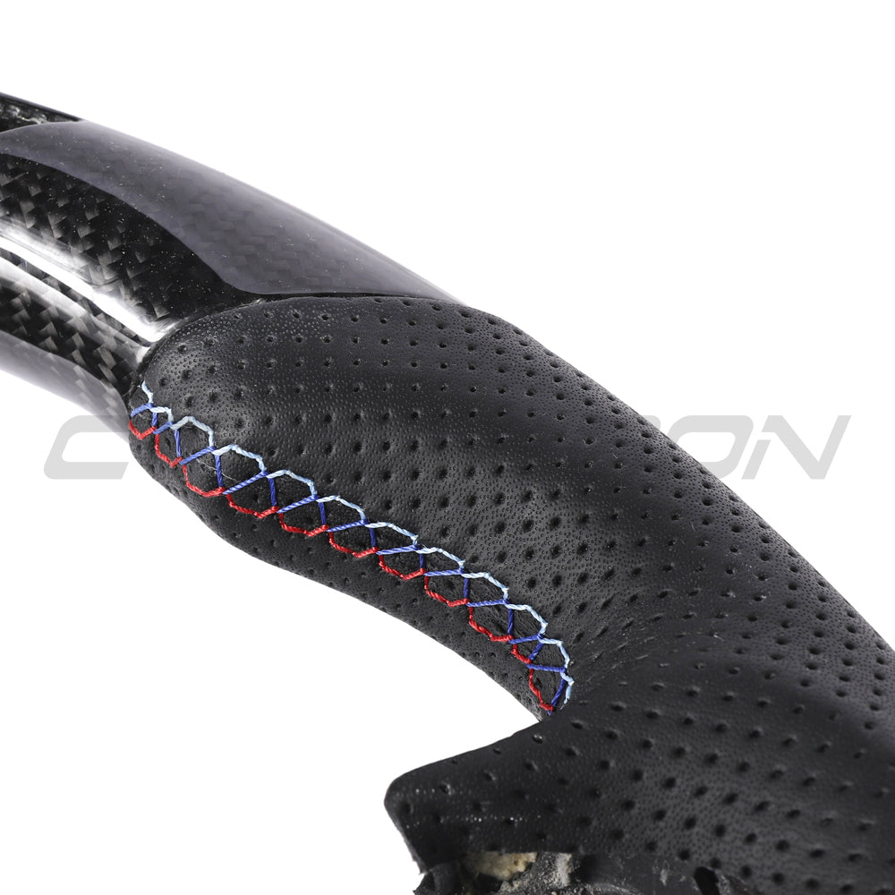 BMW Gxx Carbon Fibre / Leather / Led Flat Bottom Custom Steering Wheel - view 7