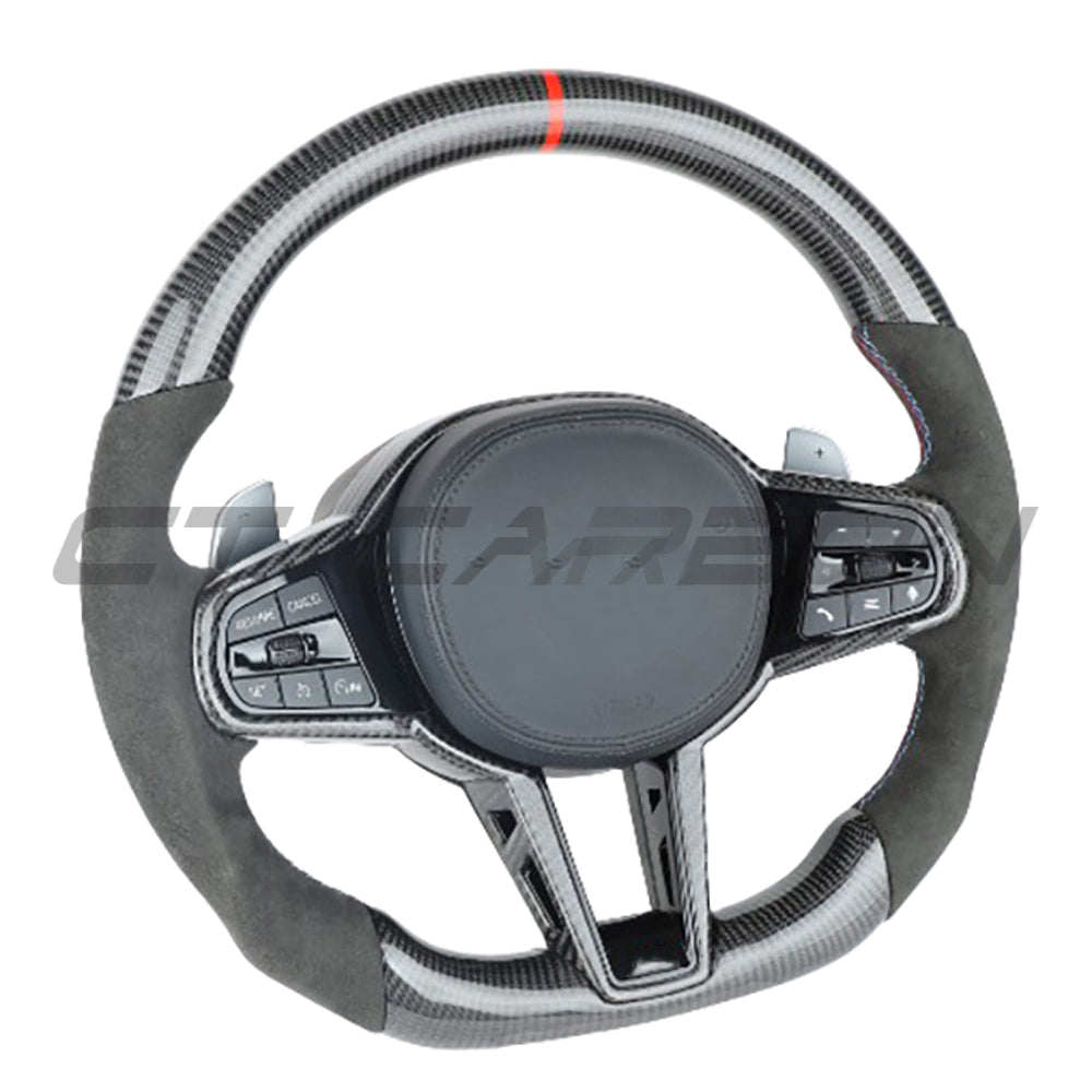 BMW Gxx LCI Carbon Fibre / Alcantara Flat Bottom Custom Steering Wheel - view 5