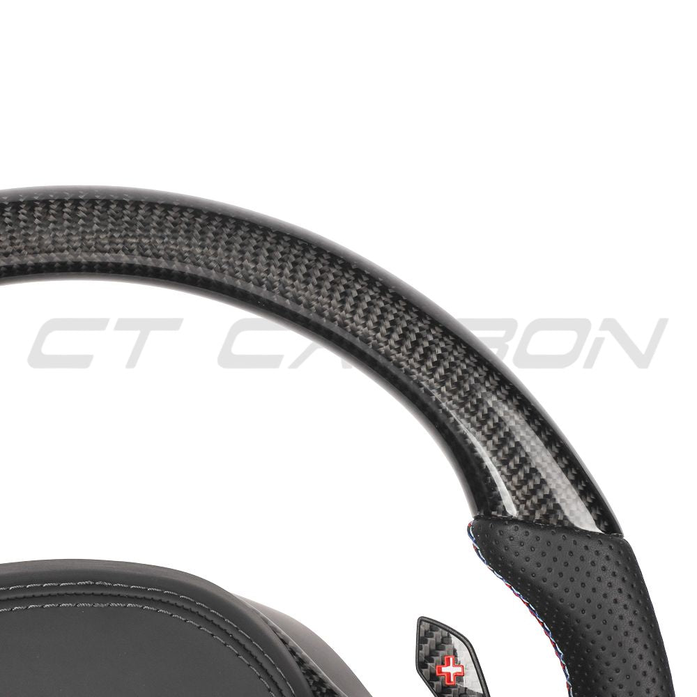 BMW Gxx Carbon Fibre / Leather / Flat Bottom Custom Steering Wheel - view 2