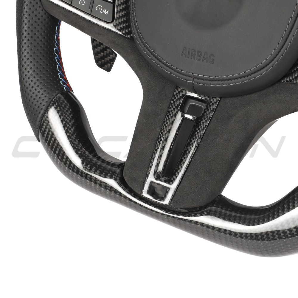 BMW Gxx Carbon Fibre / Leather / Flat Bottom Custom Steering Wheel - view 3