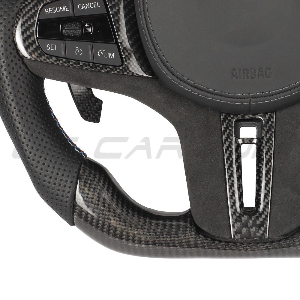 BMW Gxx Carbon Fibre / Leather / Flat Bottom Custom Steering Wheel - view 6
