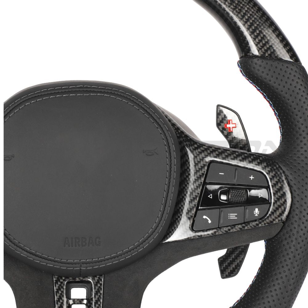BMW Gxx Carbon Fibre / Leather / Flat Bottom Custom Steering Wheel - view 7