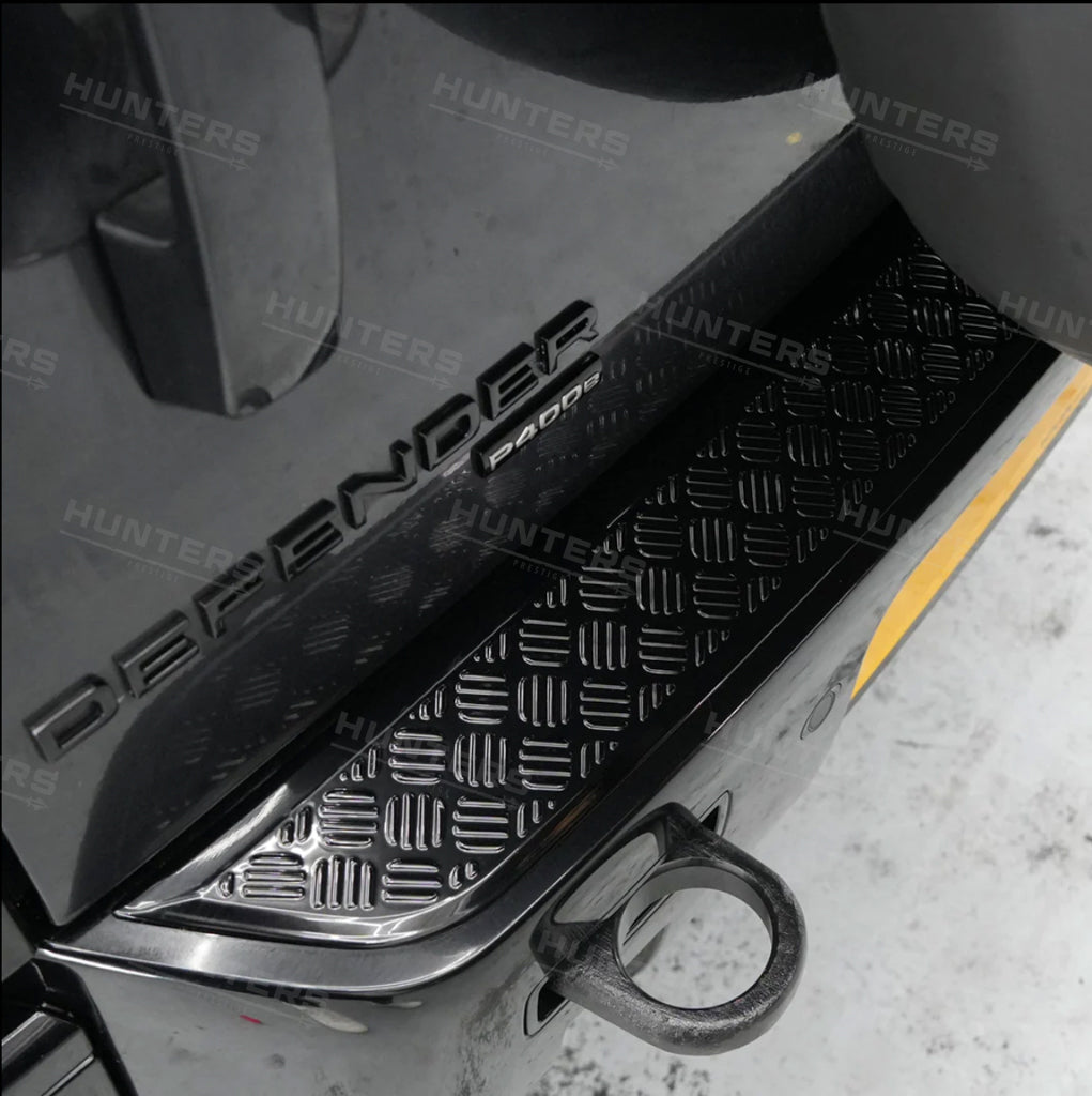 Defender L663 Chequer Plate Rear Bumper Scratch Protection Strip - V1 - view 4