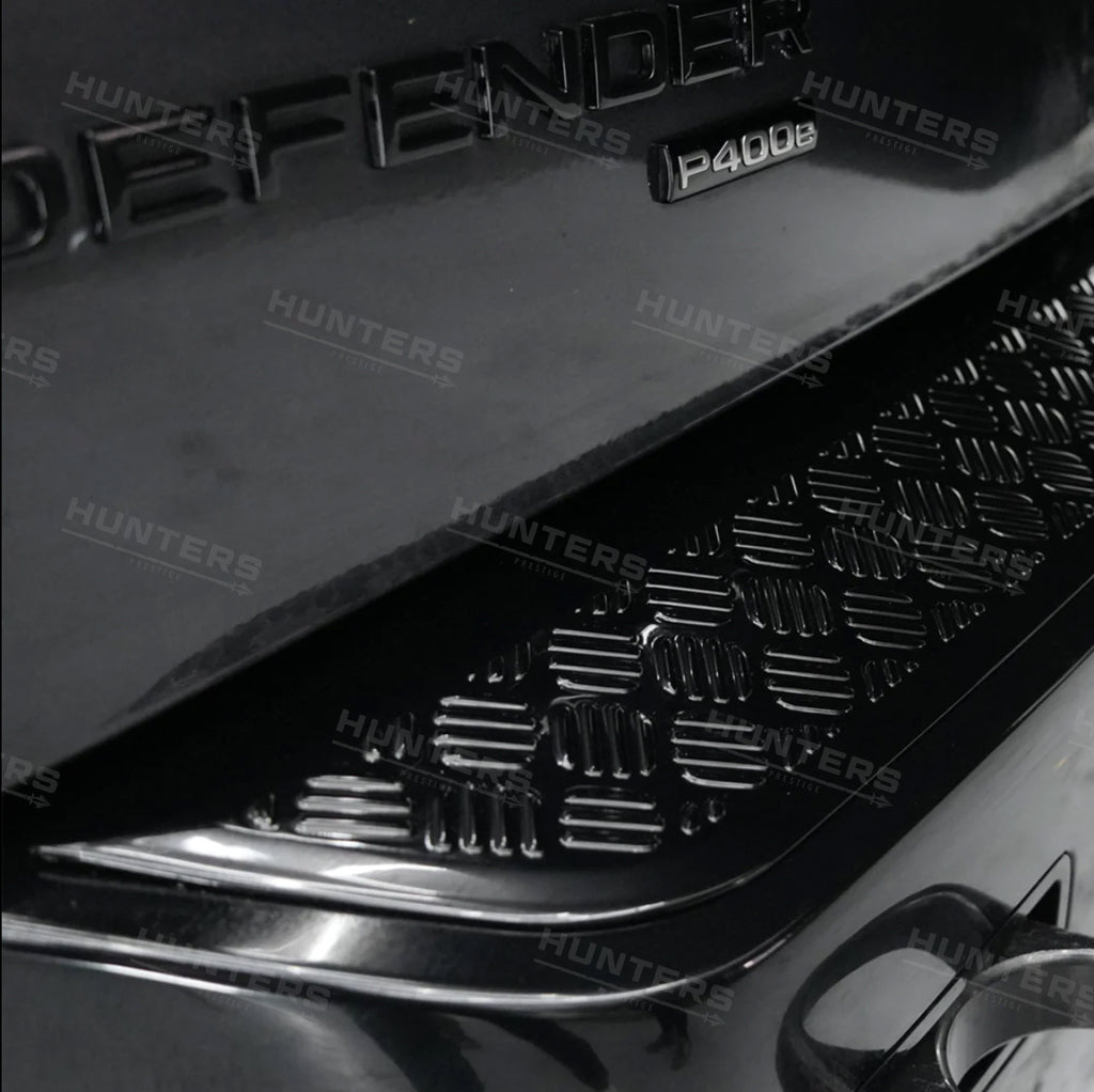 Defender L663 Chequer Plate Rear Bumper Scratch Protection Strip - V1 - view 5