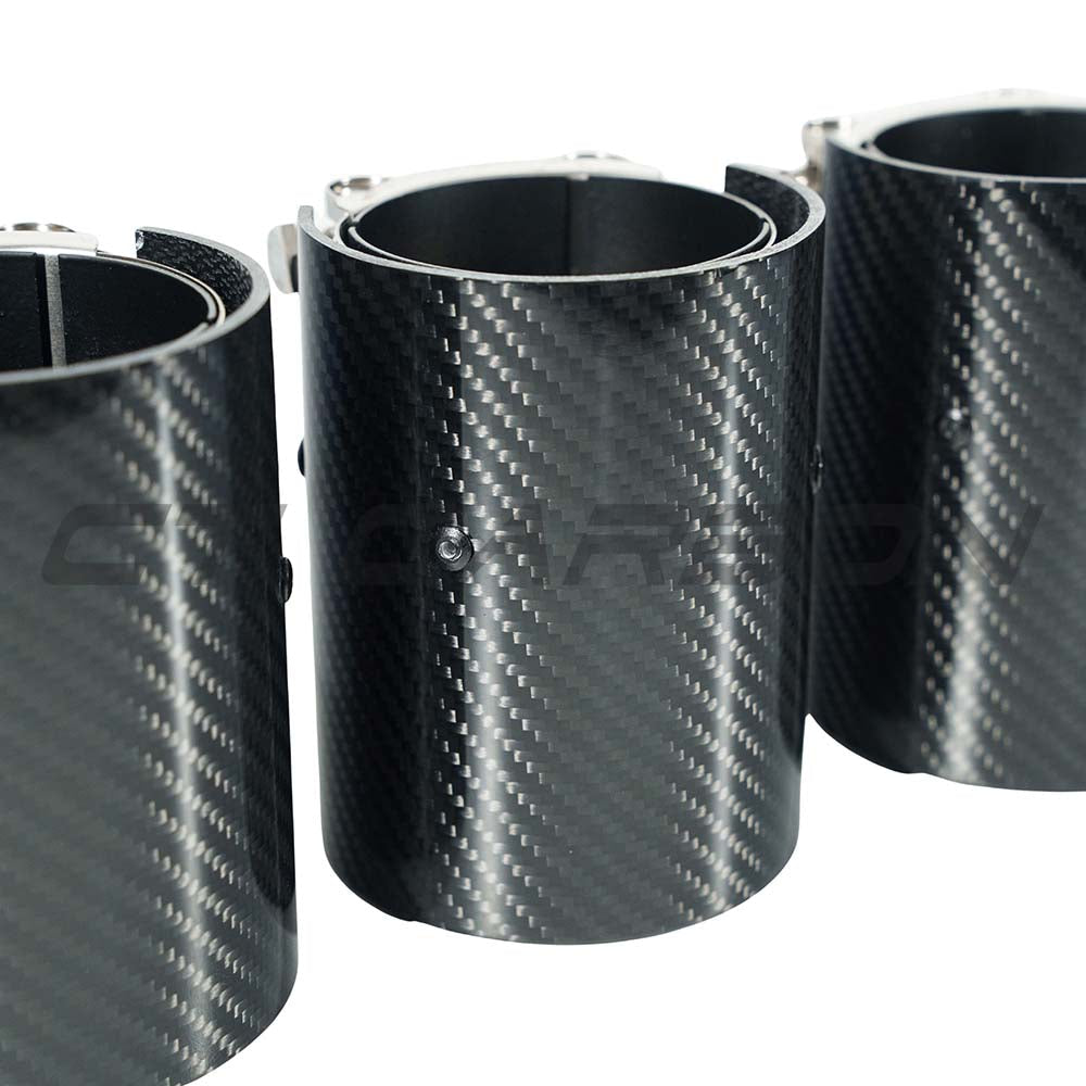 BMW M2/M3/M4/M5 F10/F80/F82/F83/F87 Carbon Fibre Exhaust Tips - Black X4 - view 2