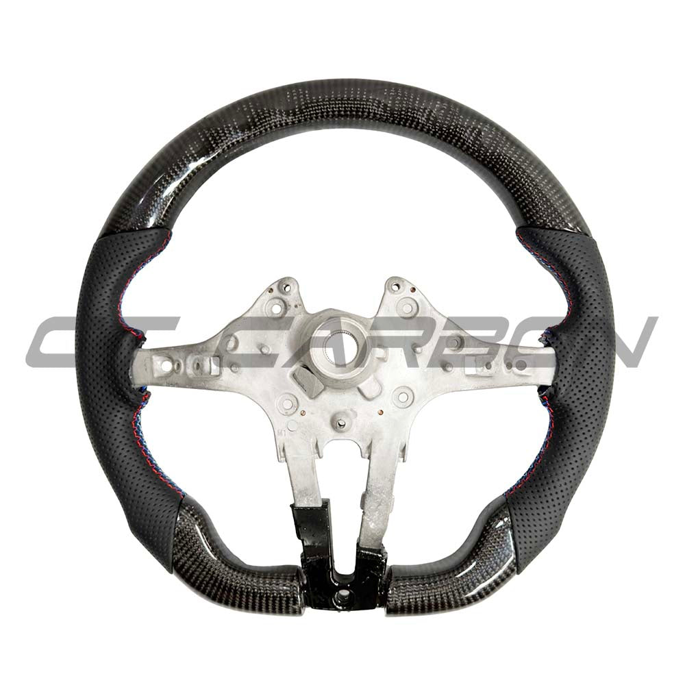 BMW Fxx Carbon Fibre / Leather Flat Bottom Steering Wheel - view 4