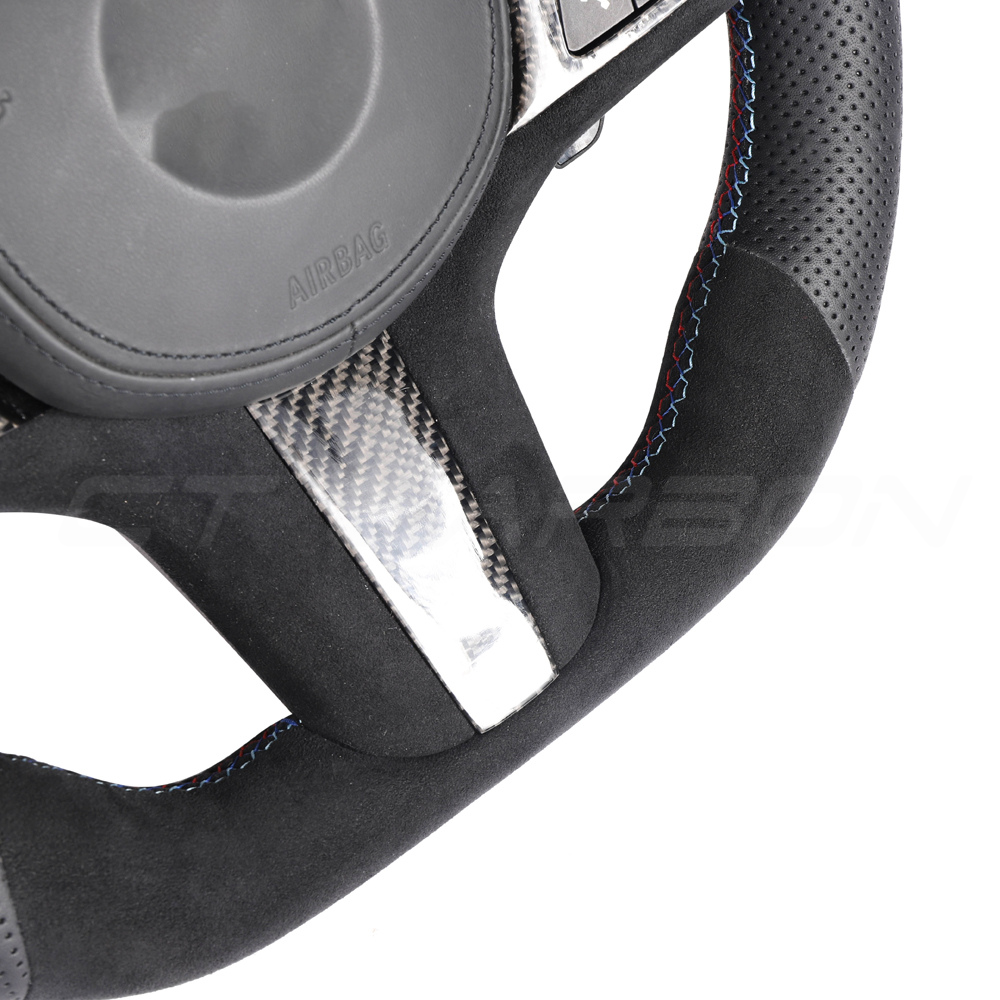 BMW G8X Leather / Alcantara Flat Bottom Custom Steering Wheel - view 4