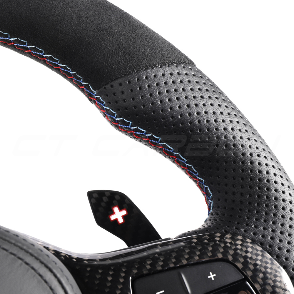 BMW G8X Leather / Alcantara Flat Bottom Custom Steering Wheel - view 5