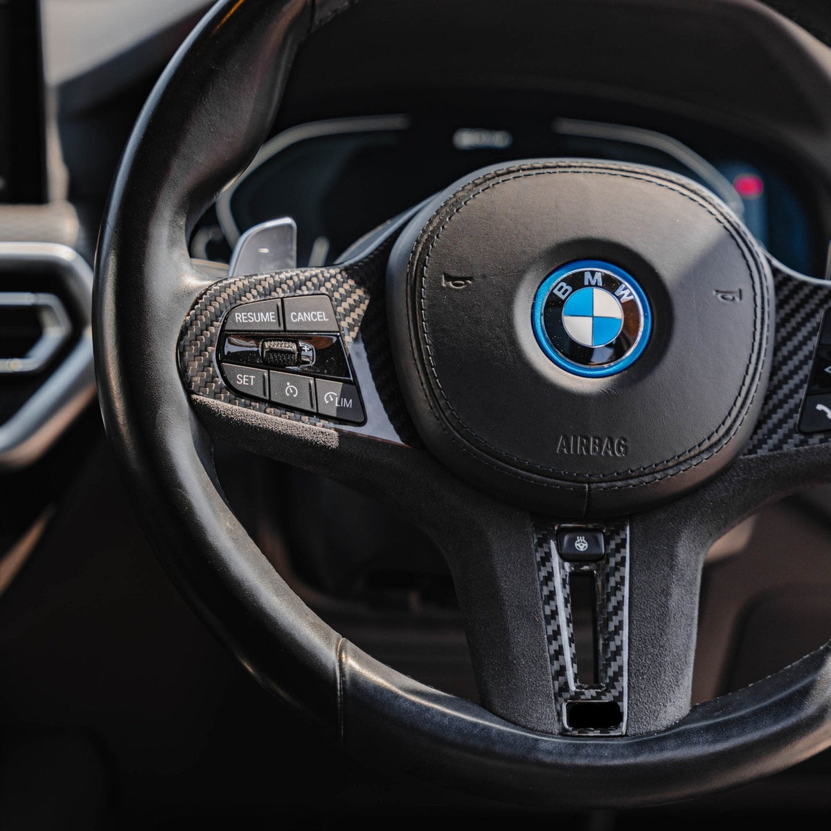 BMW G Series M Sport Carbon Fibre Alcantara Steering Wheel Trim by FORM | Forge Automotive